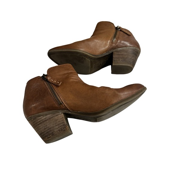 Frye Judith Zip Casual Ankle Booties Womens Size 7 M Cognac Brown Leather - Picture 4 of 7